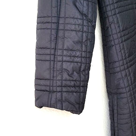 LEVI'S Black Plaid Quilted Long Puffer Coat Jacket size XS Neutral Warm Winter - Picture 9 of 16